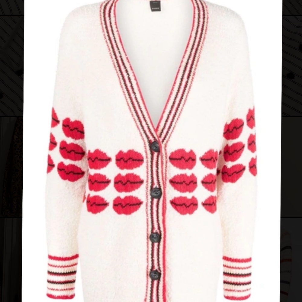 pinko lips knit cardigan